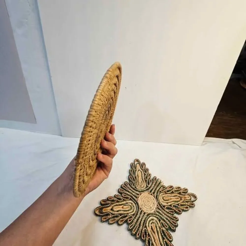 Vintage Woven Straw Trivets - Set of 2